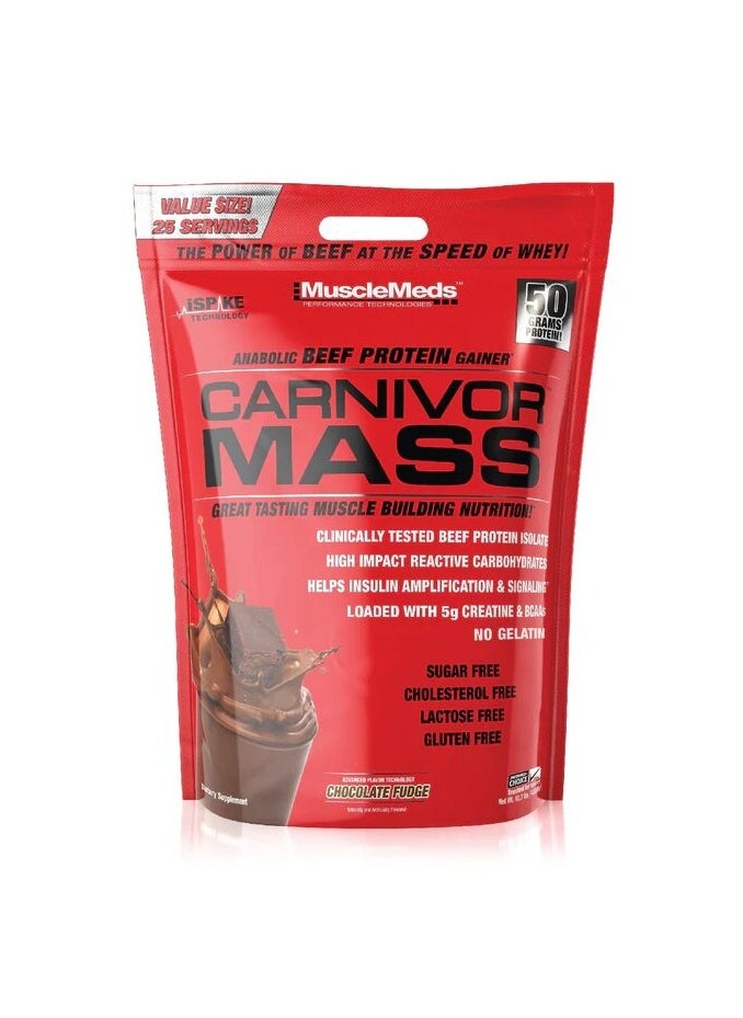 MUSCLEMEDS - Musclemeds, Carnivor Mass, Beef Protein, 10.4 Lbs, Chocolate Fudge, 25 Servings - Image 1