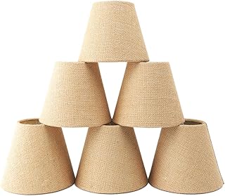 Eurus Home Eurus Home Small Lamp Shade Set of 6 Chandelier Shades 3" X 6" X 5" Burlap Clip-On Lampshade  - Image 1