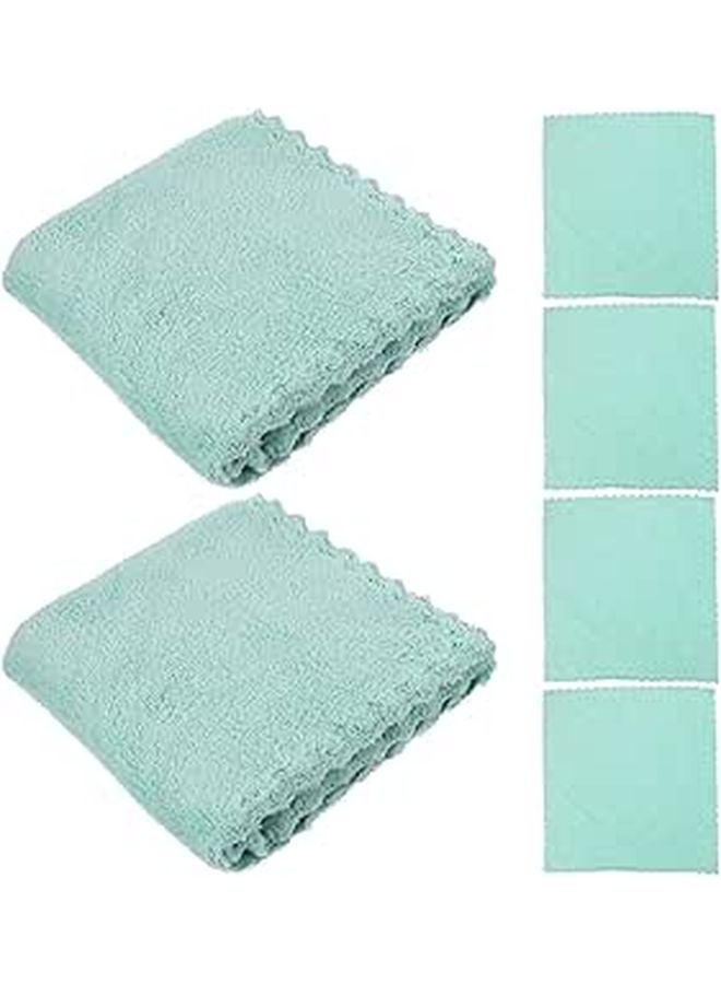 Reusable Coral Fleece Face Towels 6Pcs 30x30Cm Soft Makeup Remover Cloths For Bathing - Image 1