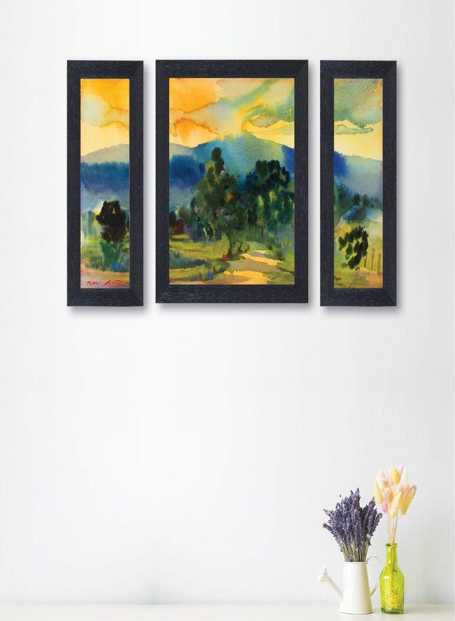 راندم عشوائي (RP-1926 لوحات ألوان مائية تجريدية مؤطرة، (6" × 14"-2، 12" × 14"-1) - Image 2