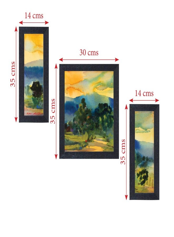 راندم عشوائي (RP-1926 لوحات ألوان مائية تجريدية مؤطرة، (6" × 14"-2، 12" × 14"-1) - Image 4