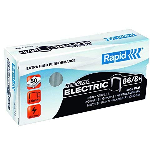 Rapid 66/8+mm Strong Staples, for Stapling up to 50 Sheets, Use with Electric Staplers, Galvanised Wire, Box of 5000, 24868000 - Image 2