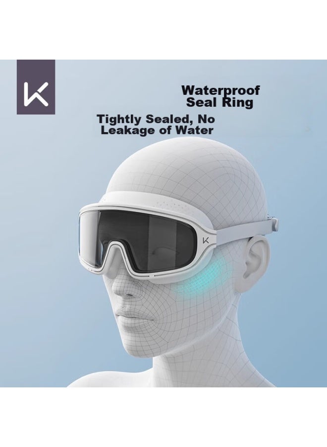Keep Swimming Goggles, Large Frame, Waterproof, Anti-fog, High-definition, For Men And Women, Professional Training Swimming Equipment, Pure White - Image 4