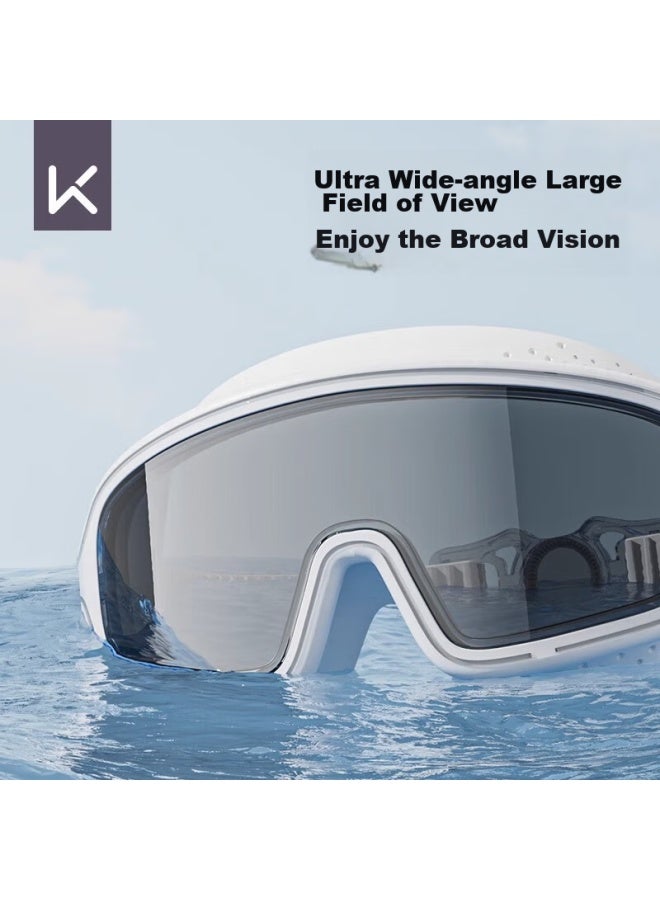 Keep Swimming Goggles, Large Frame, Waterproof, Anti-fog, High-definition, For Men And Women, Professional Training Swimming Equipment, Pure White - Image 3