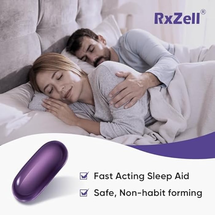 RXZELL Sleep Aid, Diphenhydramine HCl 25mg, 220 Softgels - Fall Asleep Faster, Deeper Restful Sleeping, Non Habit-Forming - Image 5
