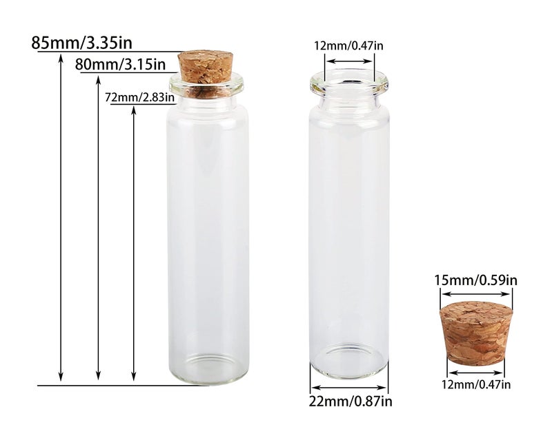Maxmau 100 Sets Of 20Ml Glass Bottles With Cork Stopper Small Clear Jars Tiny Glass Vials For Wedding Favors Seed Powder Sequin Storing Art Crafts Display Party Member Gift - Image 3