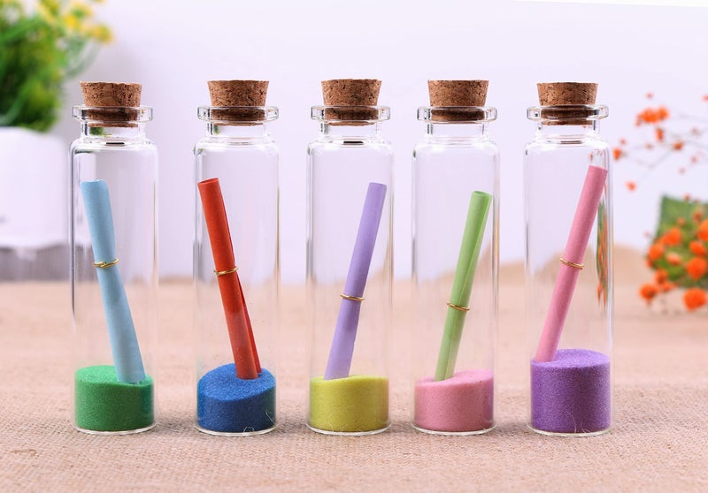 Maxmau 100 Sets Of 20Ml Glass Bottles With Cork Stopper Small Clear Jars Tiny Glass Vials For Wedding Favors Seed Powder Sequin Storing Art Crafts Display Party Member Gift - Image 5