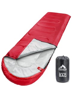 Mereza Sleeping Bags XL for Adults, Large Wide Sleeping Bag for Camping & Backpacking, Big and Tall Sleeping Bags, 4 Season Warm & Cool Weather with Compression Sack(Red)  - Image 1