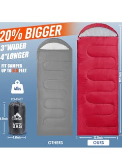 Mereza Sleeping Bags XL for Adults, Large Wide Sleeping Bag for Camping & Backpacking, Big and Tall Sleeping Bags, 4 Season Warm & Cool Weather with Compression Sack(Red)  - Image 5