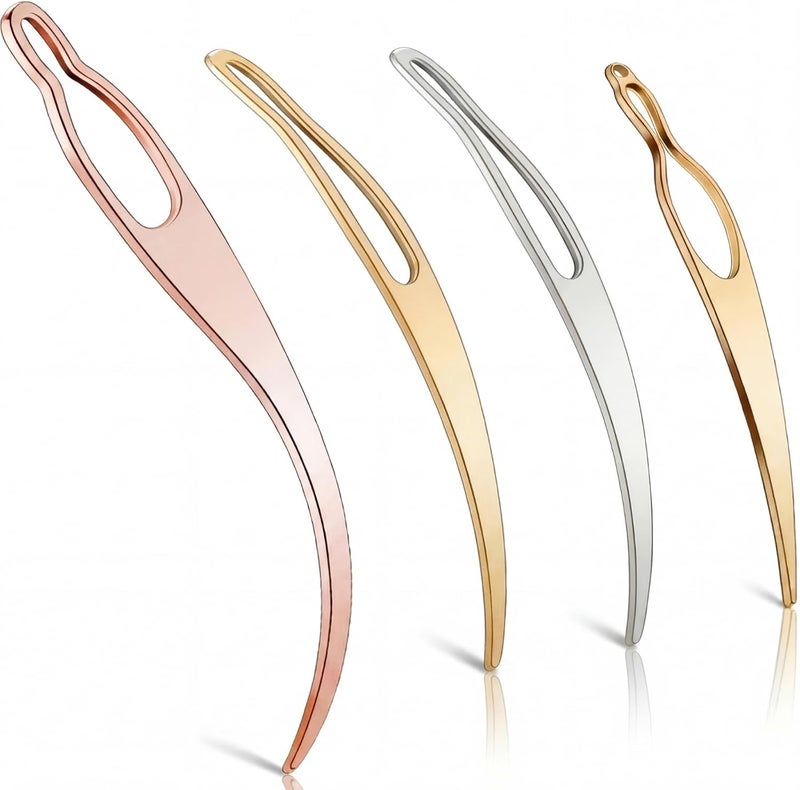 WILLBOND 4 Pieces Sisterlock Retighten Tool, Dreadlock Tool for Hair, Dreadlock Crochet Needle, Loc Crochet Needle for Hair Extensions Styling Loc Maintenance (Gold,Silver,Rose Gold) - Image 1
