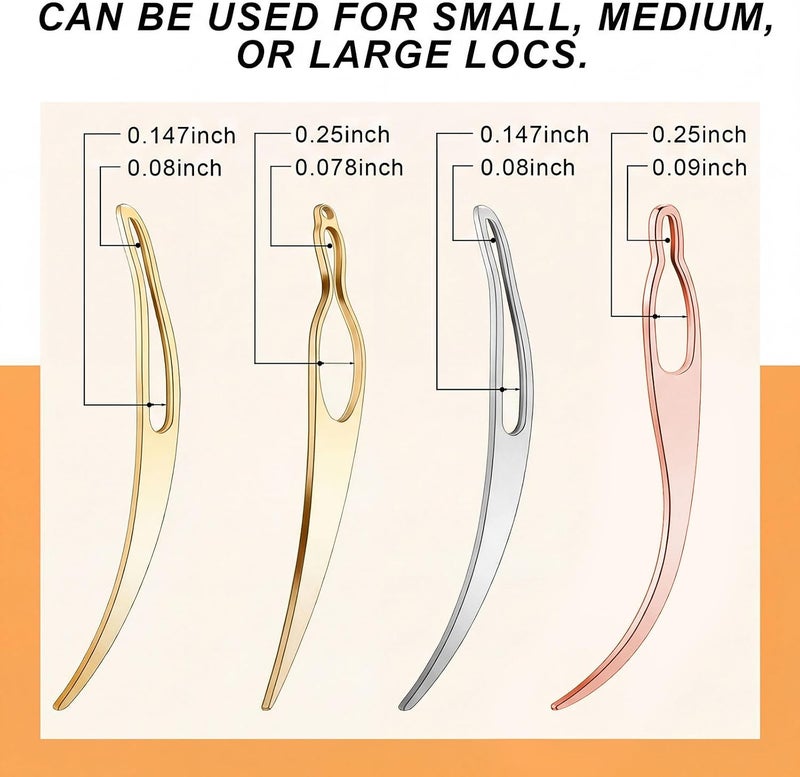 WILLBOND 4 Pieces Sisterlock Retighten Tool, Dreadlock Tool for Hair, Dreadlock Crochet Needle, Loc Crochet Needle for Hair Extensions Styling Loc Maintenance (Gold,Silver,Rose Gold) - Image 2