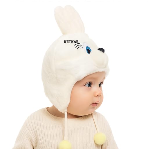 KETKAR Baby Winter Caps – Unisex Woolen Beanie Hat for Toddlers (6 Months to 3 Years) | Soft & Warm Knit Cap for Boys & Girls_White - Image 3