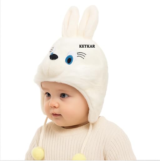 KETKAR Baby Winter Caps – Unisex Woolen Beanie Hat for Toddlers (6 Months to 3 Years) | Soft & Warm Knit Cap for Boys & Girls_White - Image 4