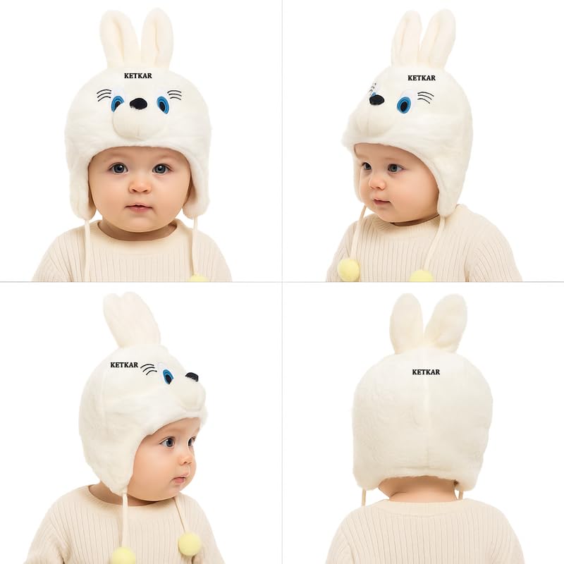 KETKAR Baby Winter Caps – Unisex Woolen Beanie Hat for Toddlers (6 Months to 3 Years) | Soft & Warm Knit Cap for Boys & Girls_White - Image 5