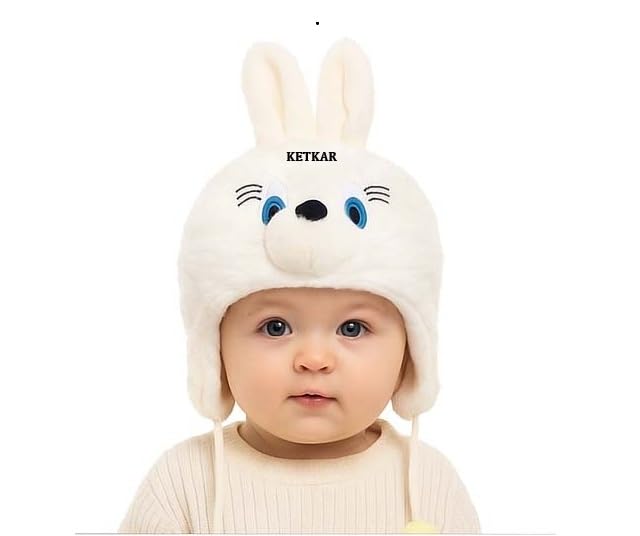 KETKAR Baby Winter Caps – Unisex Woolen Beanie Hat for Toddlers (6 Months to 3 Years) | Soft & Warm Knit Cap for Boys & Girls_White - Image 1