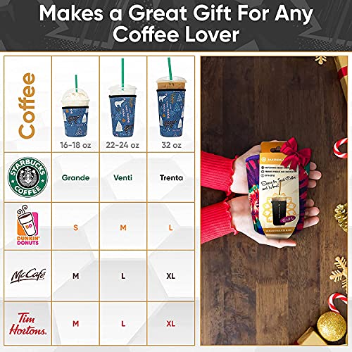 BAXENDALE AND CO Reusable Neoprene Insulator Sleeves for Large Sized Iced Coffee and Cold Drink Cups, Boba Tea, Soda Cups, Tumblers and more (2 PK Large 32oz, Pastel) - Image 2