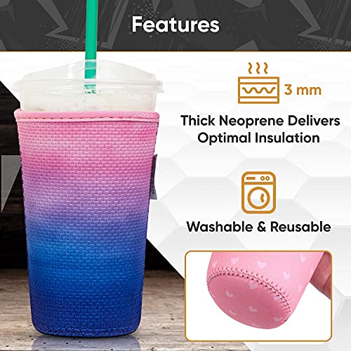 BAXENDALE AND CO Reusable Neoprene Insulator Sleeves for Large Sized Iced Coffee and Cold Drink Cups, Boba Tea, Soda Cups, Tumblers and more (2 PK Large 32oz, Pastel) - Image 3