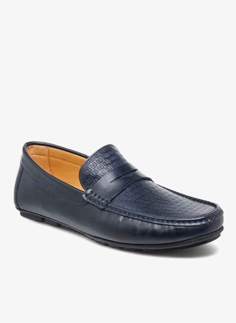 DUCHINI Men's Logo Embossed Slip-On Moccasins