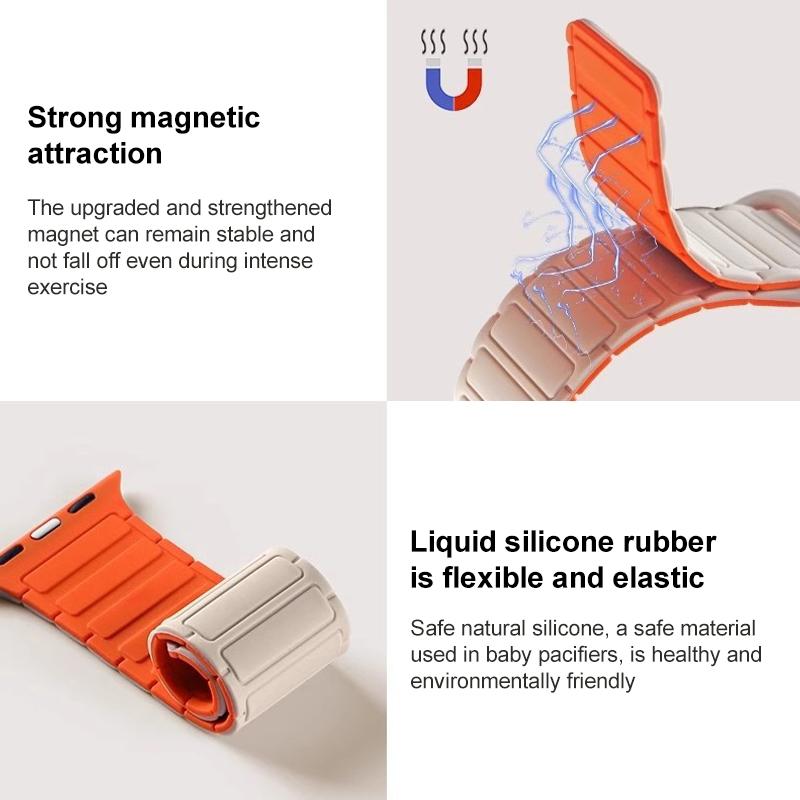 erorex For Apple Watch 42 / 44 / 45 / 46 / 49Mm I-Shaped Magnetic Silicone Watch Band(Starlight) - Image 4
