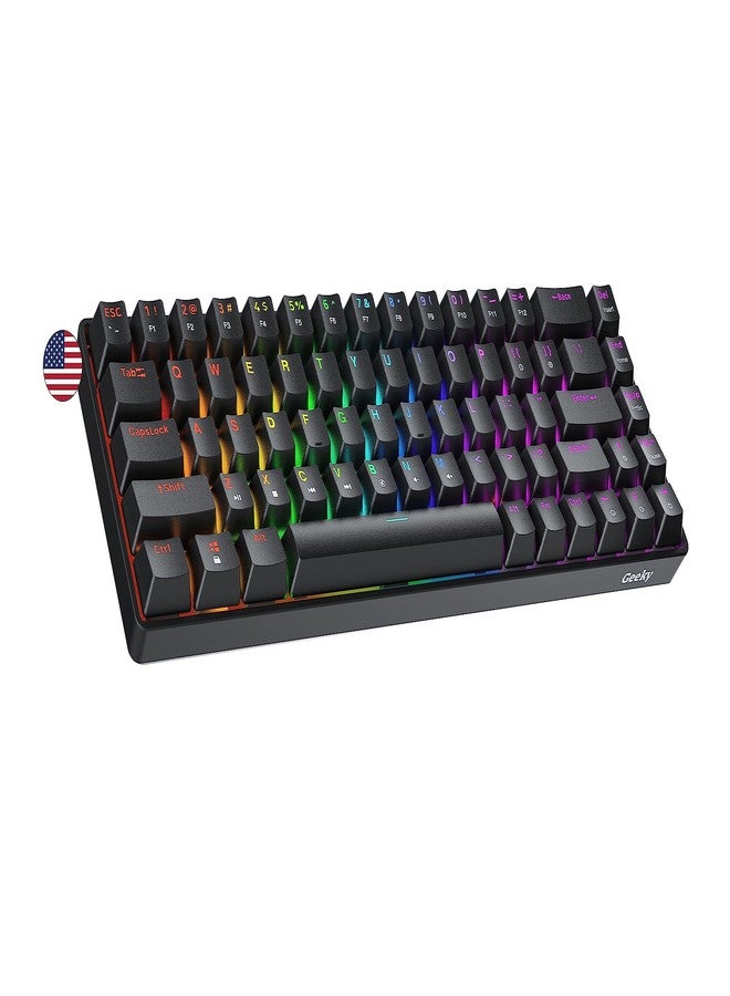 Geeky GK65 SE 65% Mechanical Gaming Keyboard, 68 Keys Multi Colour RGB LED Backlight for PC/Mac Gamers, ANSI US American Layout (Black, Mechanical Red) - Image 1