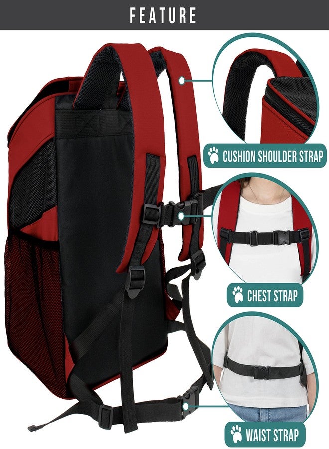 PetAmi Cat Backpack Carrier, Airline Approved Pet Carrier Backpack for Small Dogs and Large Cats, Soft Sided Collapsible Ventilated with Sherpa Bed for Hiking Travel, Max 18 lbs, Red - Image 5
