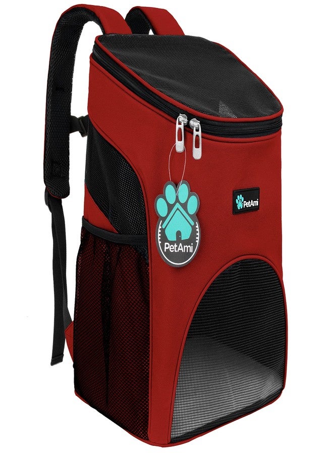PetAmi Cat Backpack Carrier, Airline Approved Pet Carrier Backpack for Small Dogs and Large Cats, Soft Sided Collapsible Ventilated with Sherpa Bed for Hiking Travel, Max 18 lbs, Red - Image 1