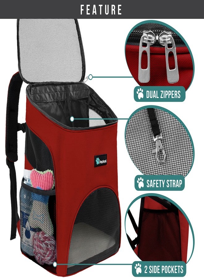 PetAmi Cat Backpack Carrier, Airline Approved Pet Carrier Backpack for Small Dogs and Large Cats, Soft Sided Collapsible Ventilated with Sherpa Bed for Hiking Travel, Max 18 lbs, Red - Image 3
