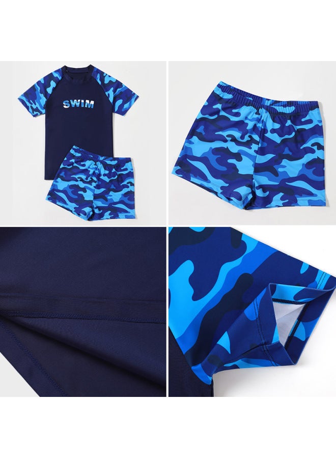 Loquat About 2025 Plus Size Children's Camouflage Swimwear Suit Split Swimming Shorts Plus Fat Youth Swimwear Men-Color:navy Blue Camouflage- - Image 5