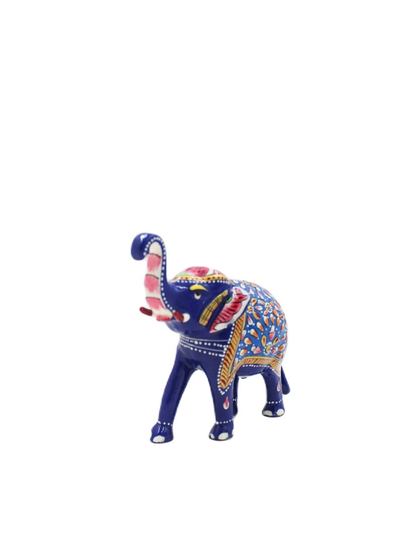 Antique Museum Handmade Hand Painted Elephant with Carving Work 4 Inch  - Image 1