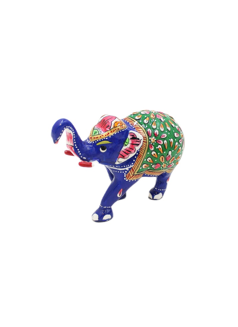 Antique Museum Handmade Hand Painted Elephant with Carving Work 4 Inch  - Image 2