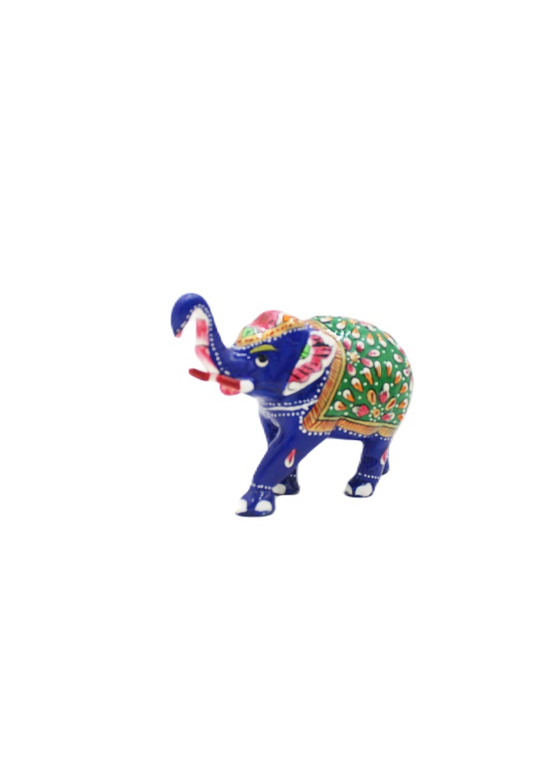Antique Museum Handmade Hand Painted Elephant with Carving Work 4 Inch  - Image 4