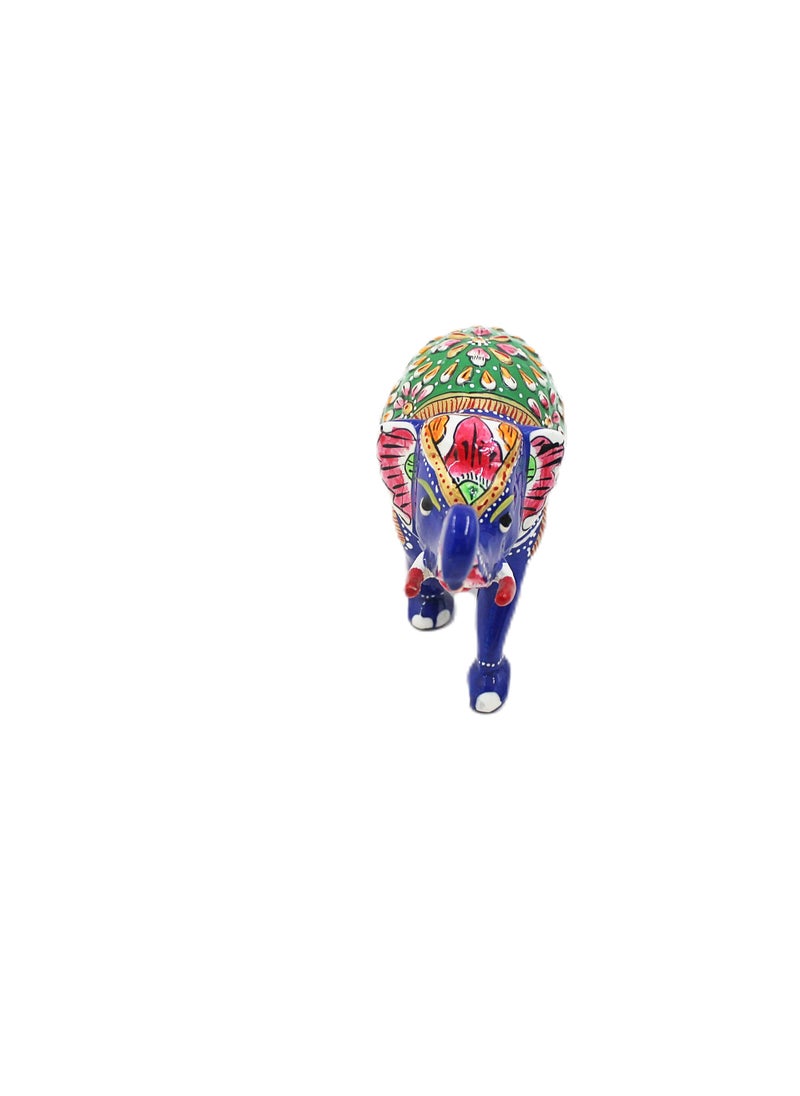 Antique Museum Handmade Hand Painted Elephant with Carving Work 4 Inch  - Image 5