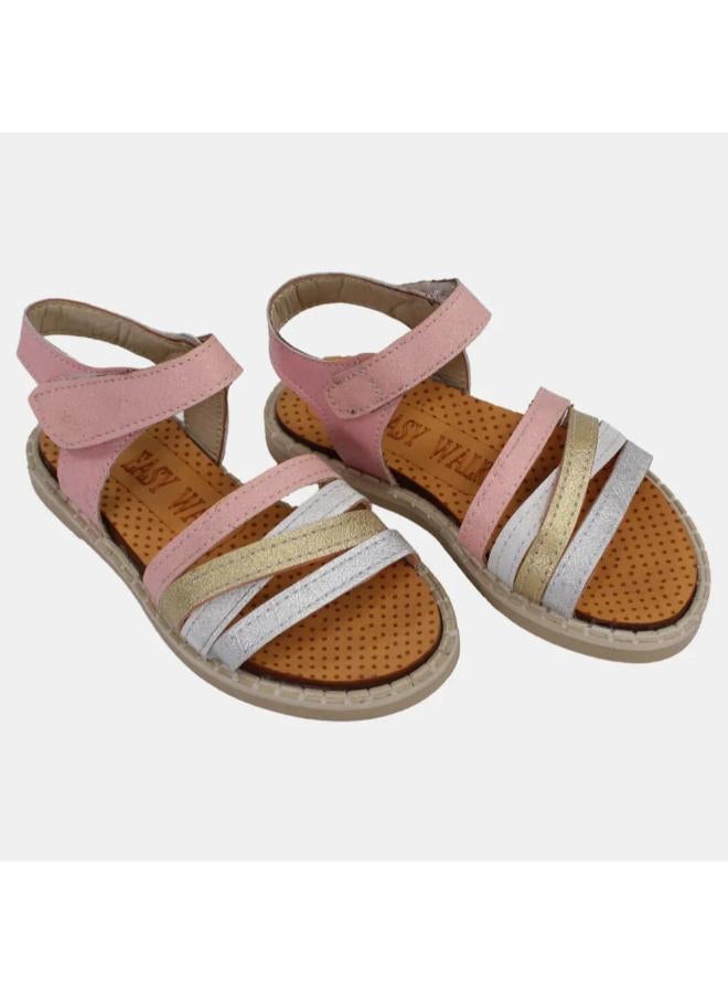 EASY Girls Leather Sandals - Soft Colors - Image 1