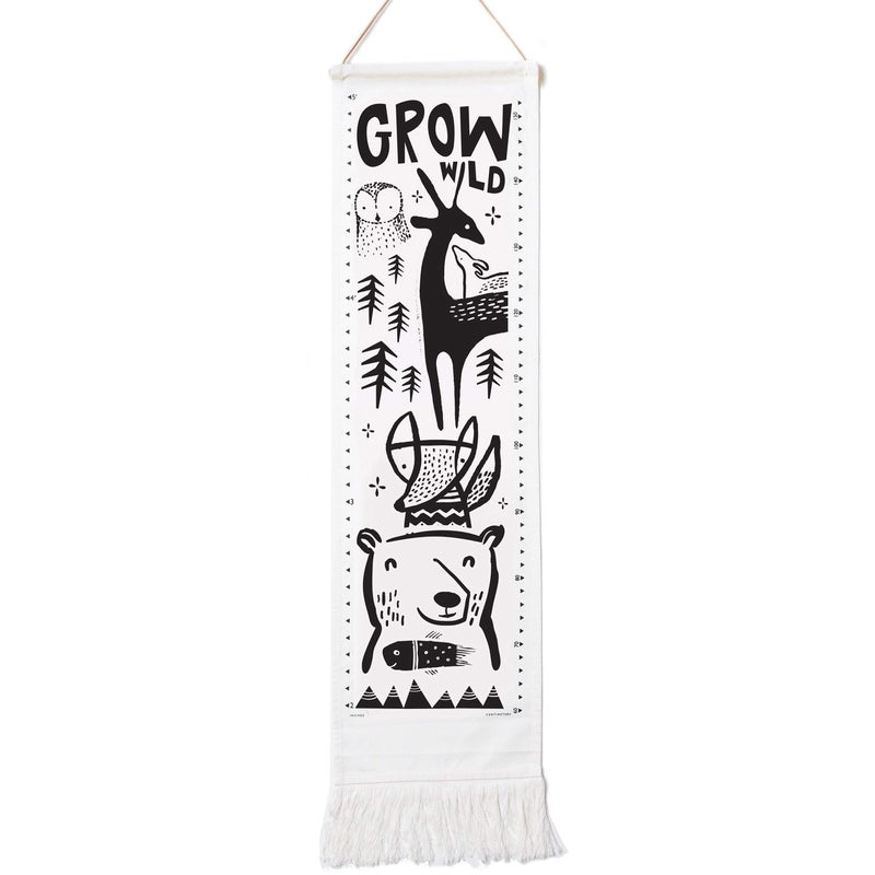 Wee Gallery Woodland Canvas Growth Chart Wall Hanging Height Chart for Kids Made with Sustainable Organic Fabric Stylish Childs Room Decoration 44x13 Inches
