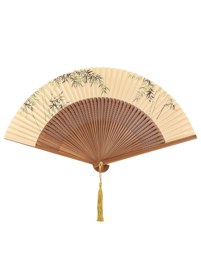 Tatanice Folding Fan For Women 6.5 Inch Chinese Style Classical Hanfu Photo Prop Birthday Gift Bamboo Forest Drizzle - Image 2