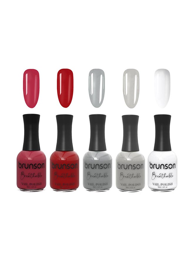 brunson طلاء أظافر قابل للتنفس طلاء أظافر حلال مناسب للوضوء سريع الجفاف نباتي طويل الأمد وسهل التقشير 18 مل BWS