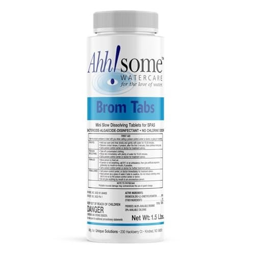 Ahh-Some AhhSome 2-Inch Mini Bromine Tablets 1.5 Lbs for Spa and Hot Tub Sanitizer | Slow-Dissolving Brominating Tabs for Pools | Chlorine Odor-Free, Long-Lasting Spa Water Treatment - Image 1