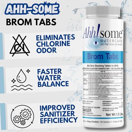 Ahh-Some AhhSome 2-Inch Mini Bromine Tablets 1.5 Lbs for Spa and Hot Tub Sanitizer | Slow-Dissolving Brominating Tabs for Pools | Chlorine Odor-Free, Long-Lasting Spa Water Treatment - Image 3