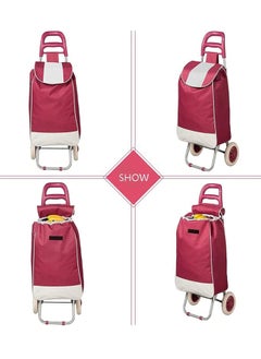 MORANO Foldable Grocery Shopping Cart with Two Wheels Size 20 Inch Burgundy  - Image 4