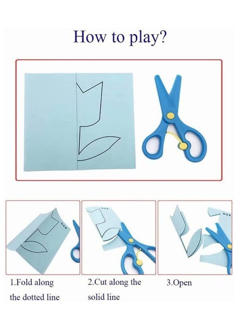 سجن سفما قطع الورق مجموعة مثيرة للاهتمام ؛ ورقة قطع ; فن الورق مقص المهارات سجل القصاصات . الأطفال مقص مجموعة الحرف اليدوية في مرحلة ما قبل المدرسة - 120 صفحة ، مع سلامة الطفل مقص ، البوق - Image 2