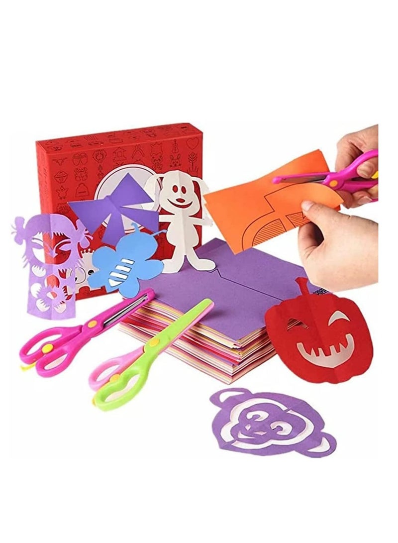 سجن سفما قطع الورق مجموعة مثيرة للاهتمام ؛ ورقة قطع ; فن الورق مقص المهارات سجل القصاصات . الأطفال مقص مجموعة الحرف اليدوية في مرحلة ما قبل المدرسة - 120 صفحة ، مع سلامة الطفل مقص ، البوق - Image 1