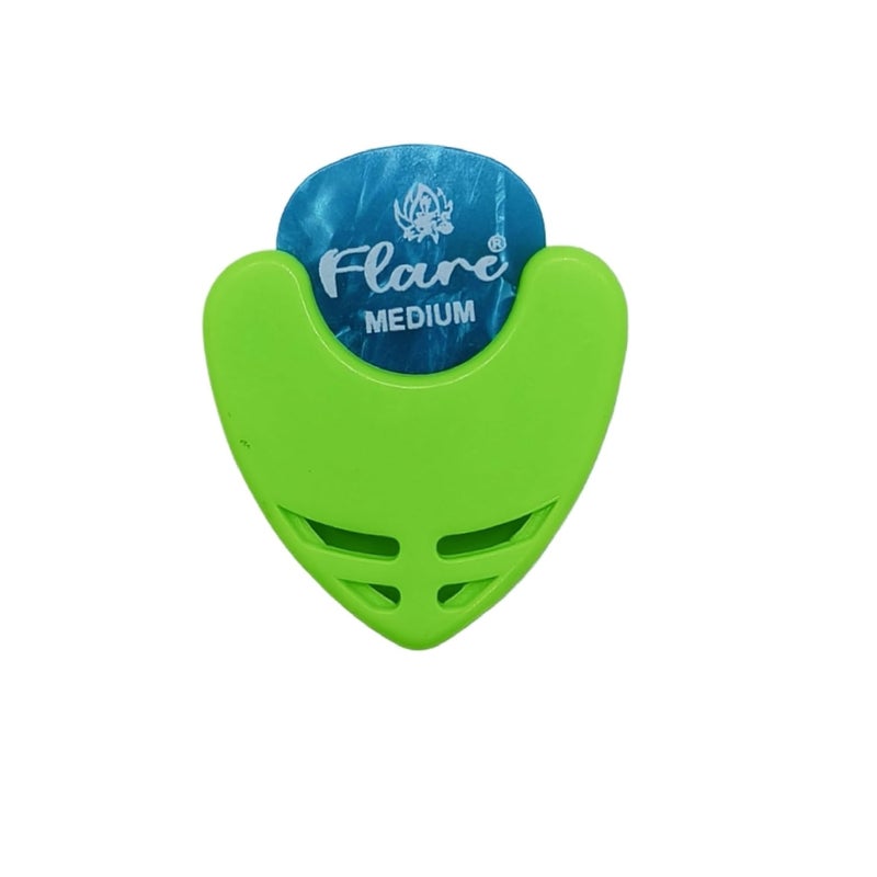 Flare حامل ريشة الجيتار مع 1 ريشة، أخضر - Image 1