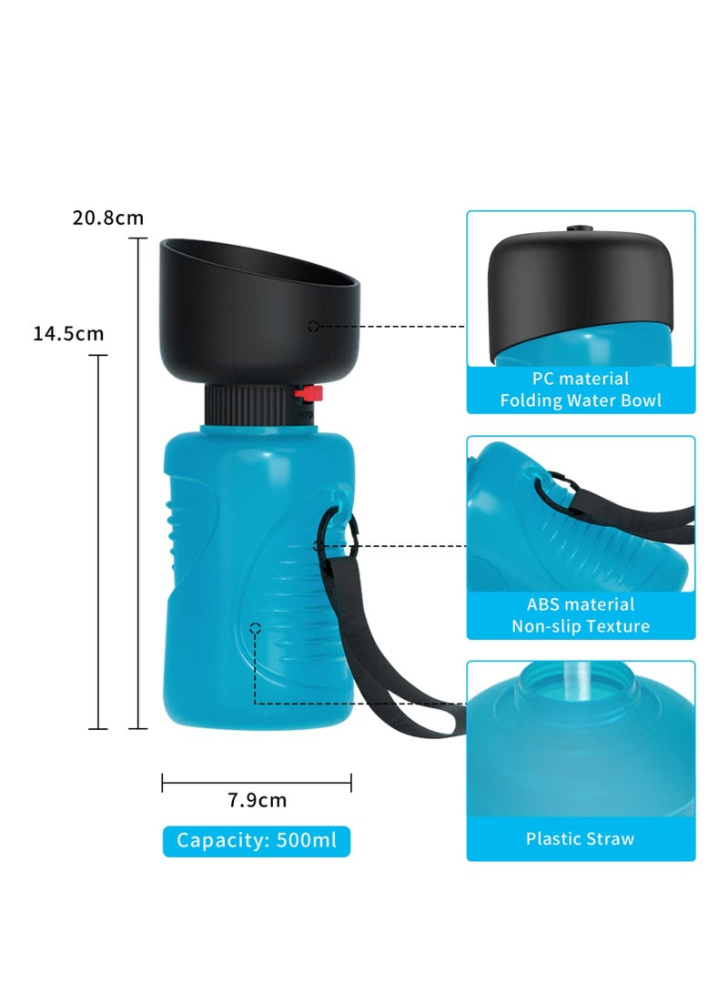 SOLARAE Water Bottle with Backpack Buckle, 500ml Leak Proof Pet Travel Water Bottle BPA Free Dog Drinking Bottle Portable Outdoor Walking Hiking Travel Drink, Food Grade Plastic Pet - Image 5