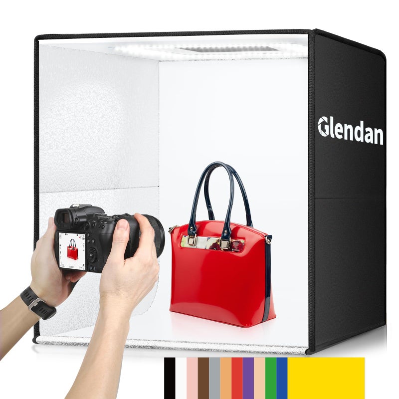 Glendan Light Box Photography: 20x20 inch Photo Studio Light Box with 240 LED Dimmable LED Lights - Folding Photo Box with 12 Color Backdrops for Jewelry Food Electronics Product Photography - Image 2