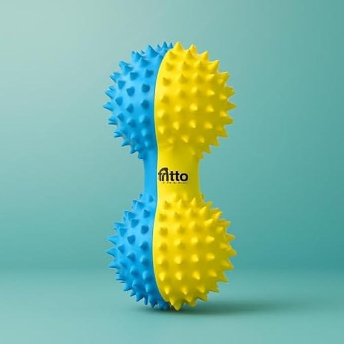 Fitto Dog Dumbbell Toy 20.5x7.5cm - Blue & Yellow Chew and Fetch Toy for Dogs, Tug and Training Interactive Toy - Image 1