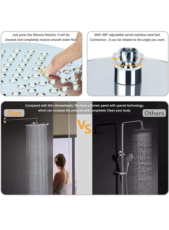 Silvery ABS High Pressure Rainfall Shower Head With Anti Clogging Nozzles Easy Installation - Image 5