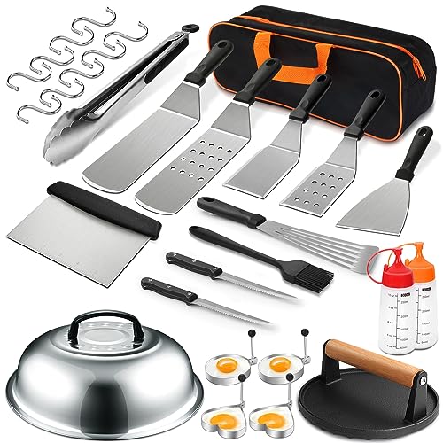 EWFEN Griddle Accessories Set of 30, Flat Top Grill Accessories Set for Blackstone and Camp Chef, Grill Spatula Set with Enlarged Spatulas, Basting Cover, Scraper for Outdoor BBQ - Image 1