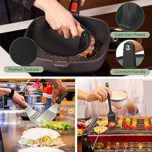 EWFEN Griddle Accessories Set of 30, Flat Top Grill Accessories Set for Blackstone and Camp Chef, Grill Spatula Set with Enlarged Spatulas, Basting Cover, Scraper for Outdoor BBQ - Image 4