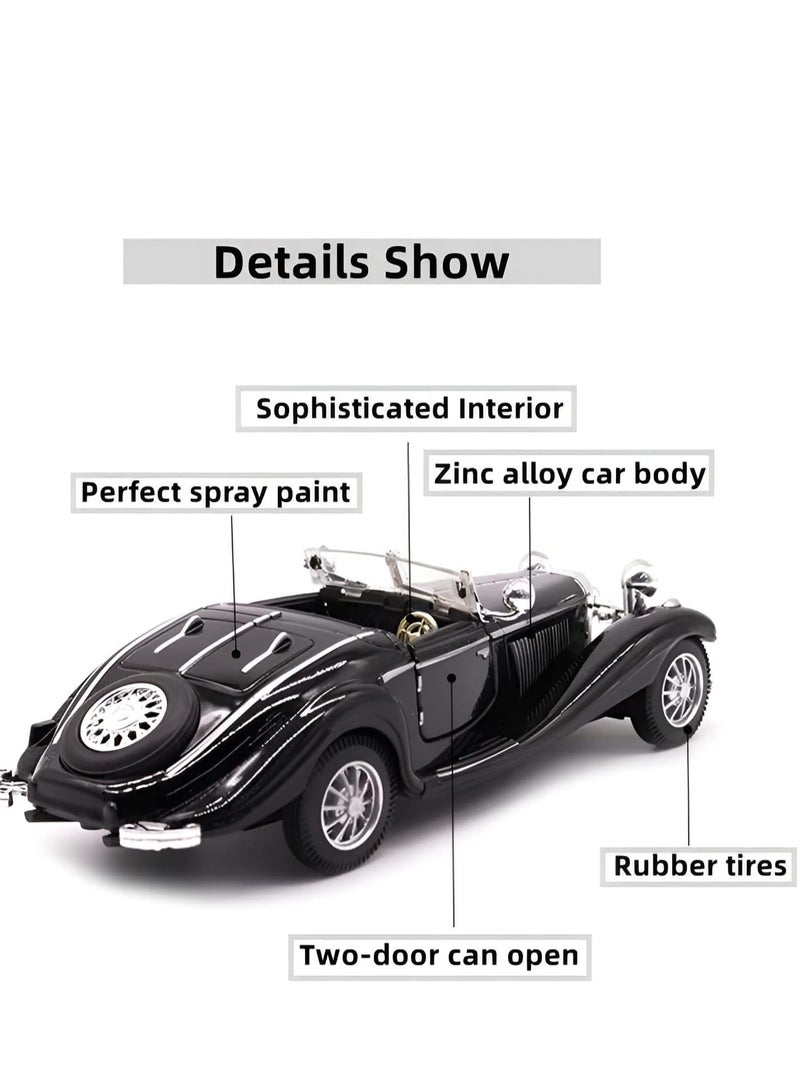 1:28 Scale Pullback Diecast Metal Antique Classic Model Cars Collectible Toy Gifts (Black,Length 6.5in/16.8cm) - Image 3