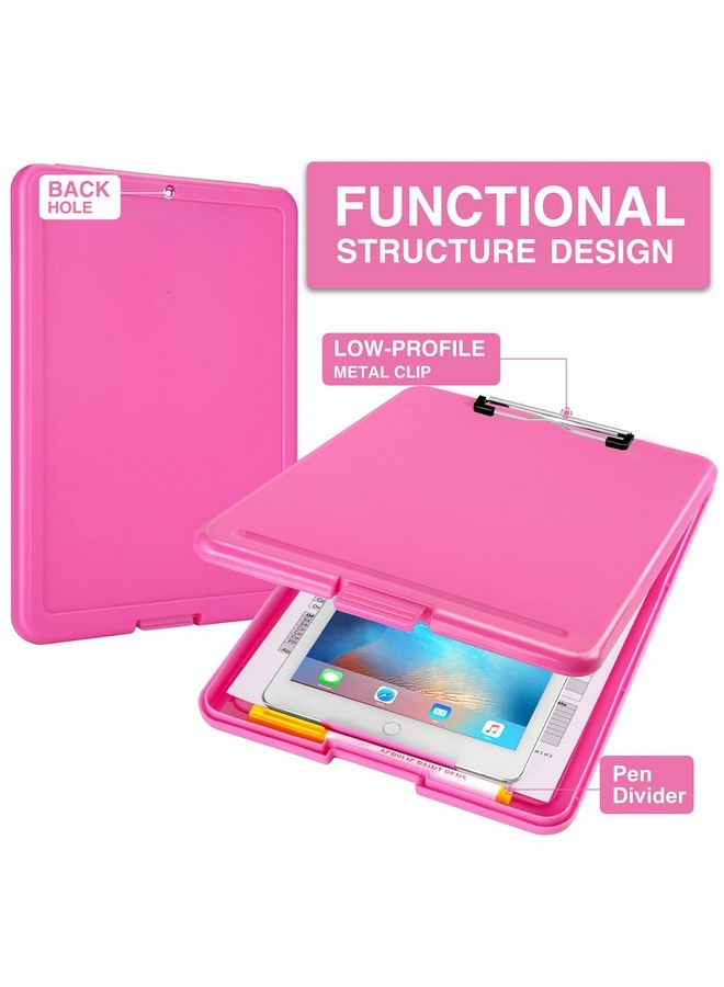 Sooez Clipboard With Storage Plastic Storage Clipboard With Low Profile Clip Heavy Duty Nursing Clipboards Foldable Coaches Clipboard Case For Work Kids Teacher Must Haves Office School Supplies - Image 4